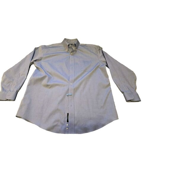 Jos A Bank Traveller Tailored Fit  Long Sleeve Button Up Shirt 17 1/2,35 Blue - Picture 1 of 9